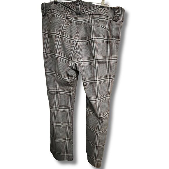 EUC Torrid Trouser Bootcut Ponte Pant Size 18 Short Grey Plaid with Coral Accent - Picture 3 of 5